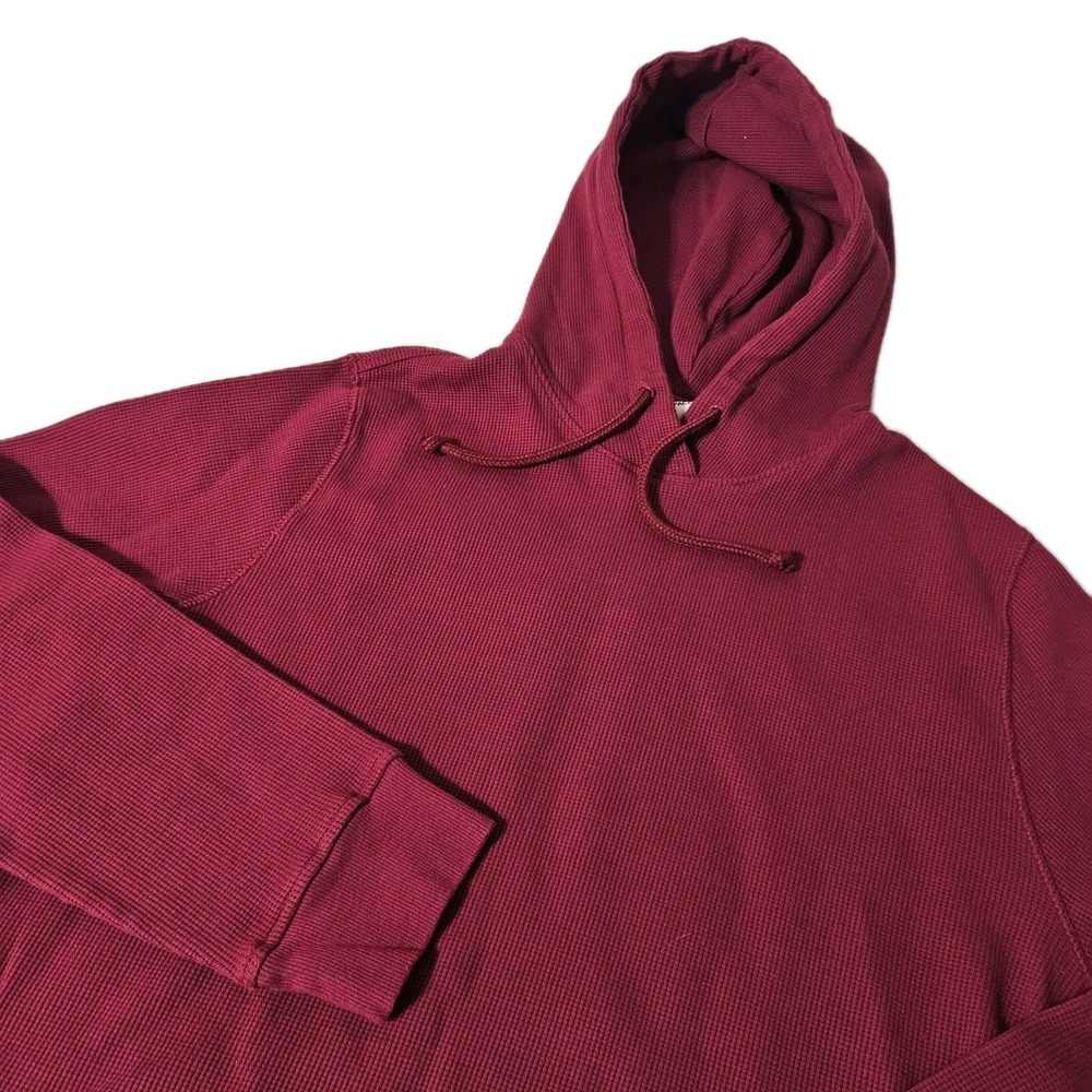 The North Face Hoodie Womens L Red Crescent Seersucker Fleece Jacket Waffle